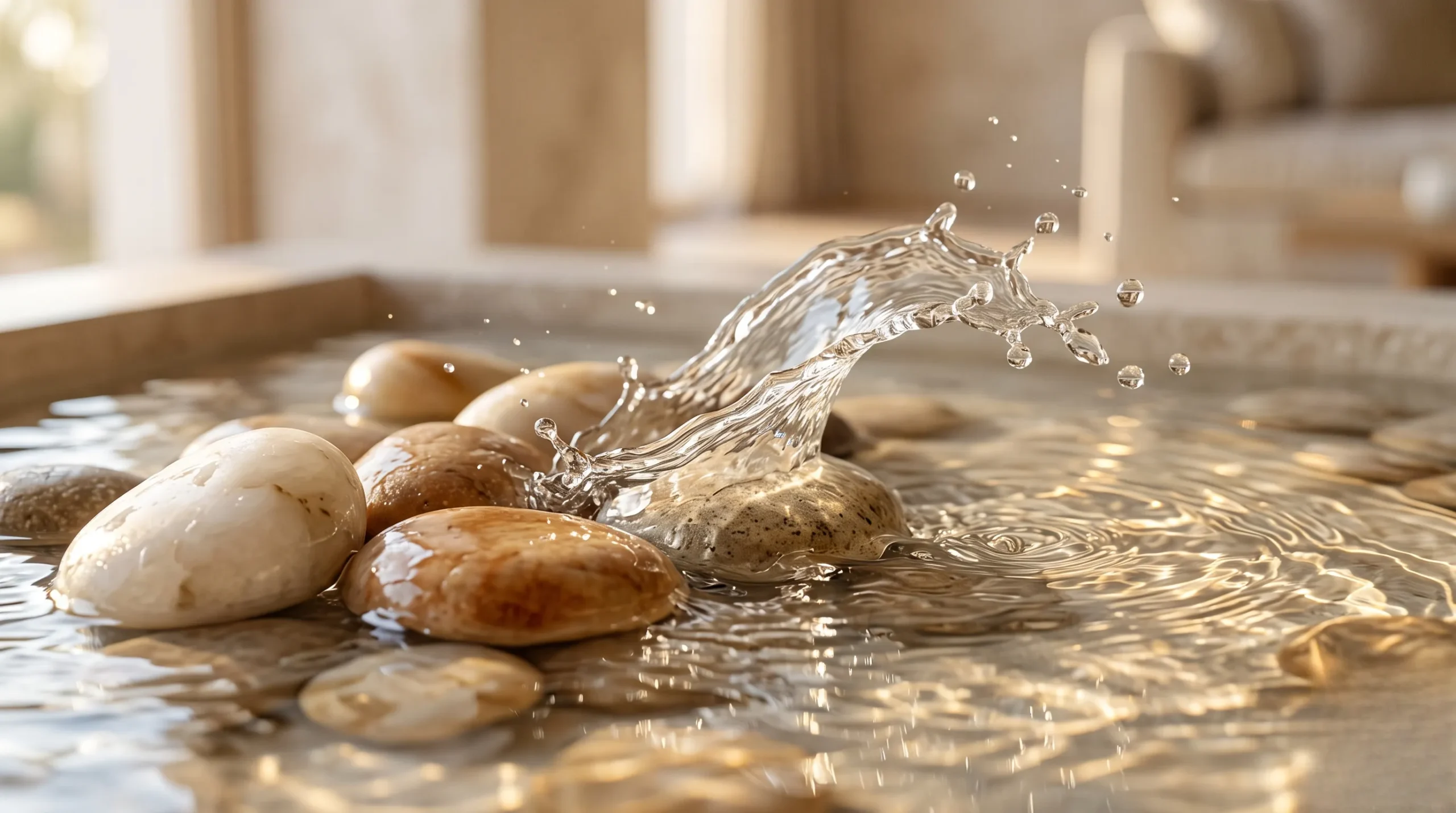 boire 3 litres d eau par jour les effets incroyables : Gouttes d'eau cristallines et reflets naturels pour illustrer l'importance de l'hydratation quotidienne.