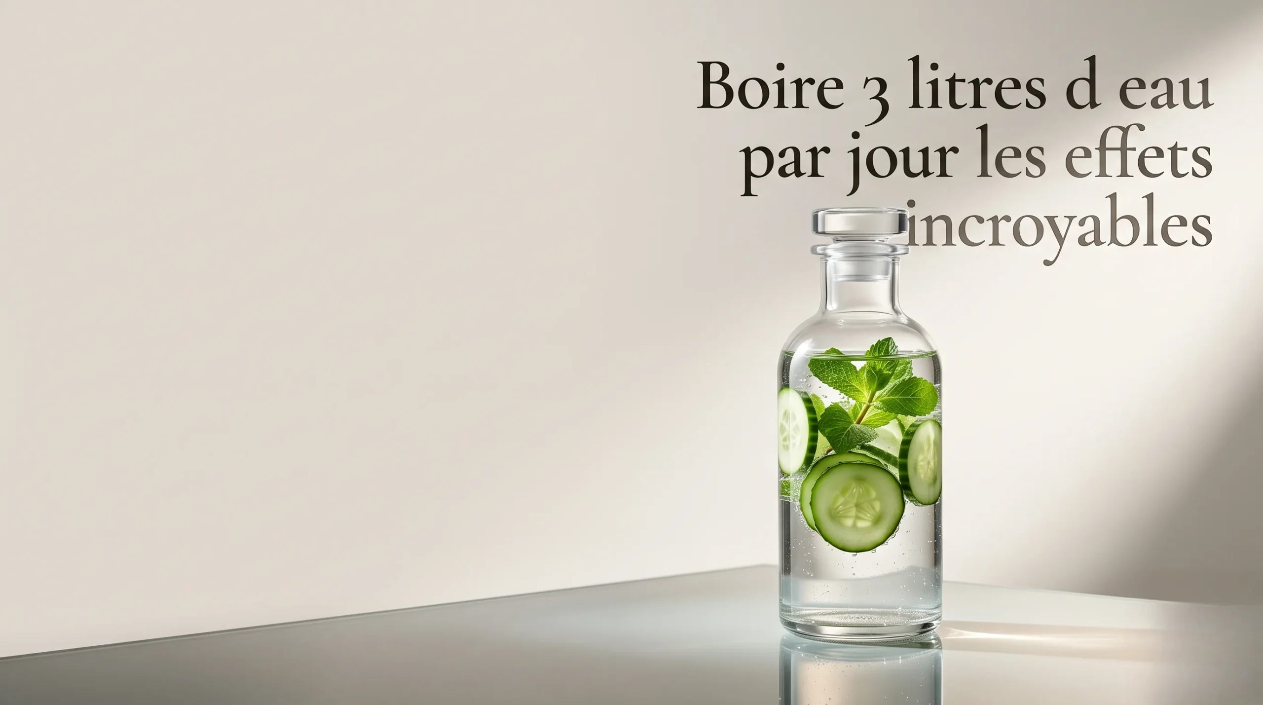 Bouteille d'eau pure infusée pour présenter les effets incroyables d'une hydratation optimale.