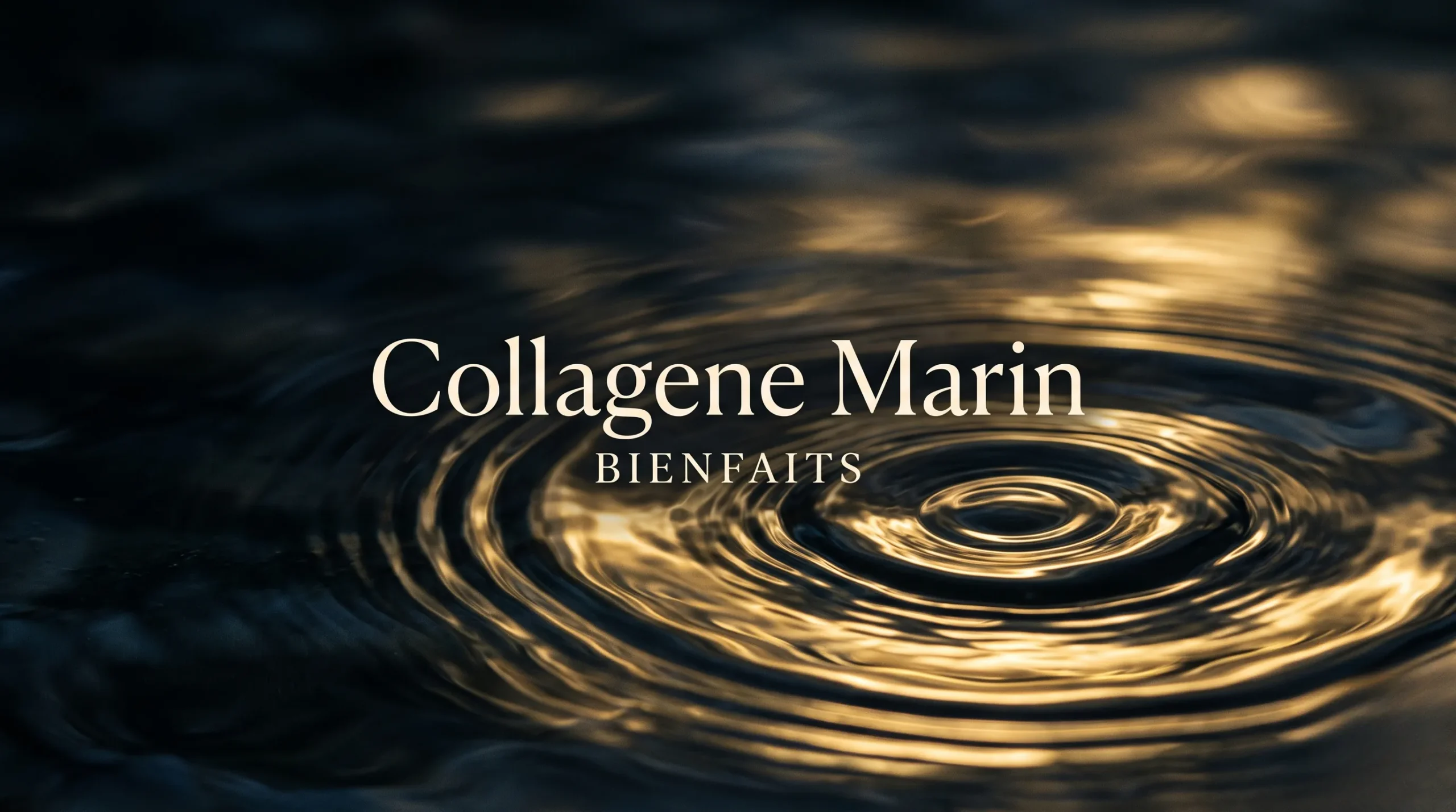 Ondulations de l'eau avec titre éditorial élégant.