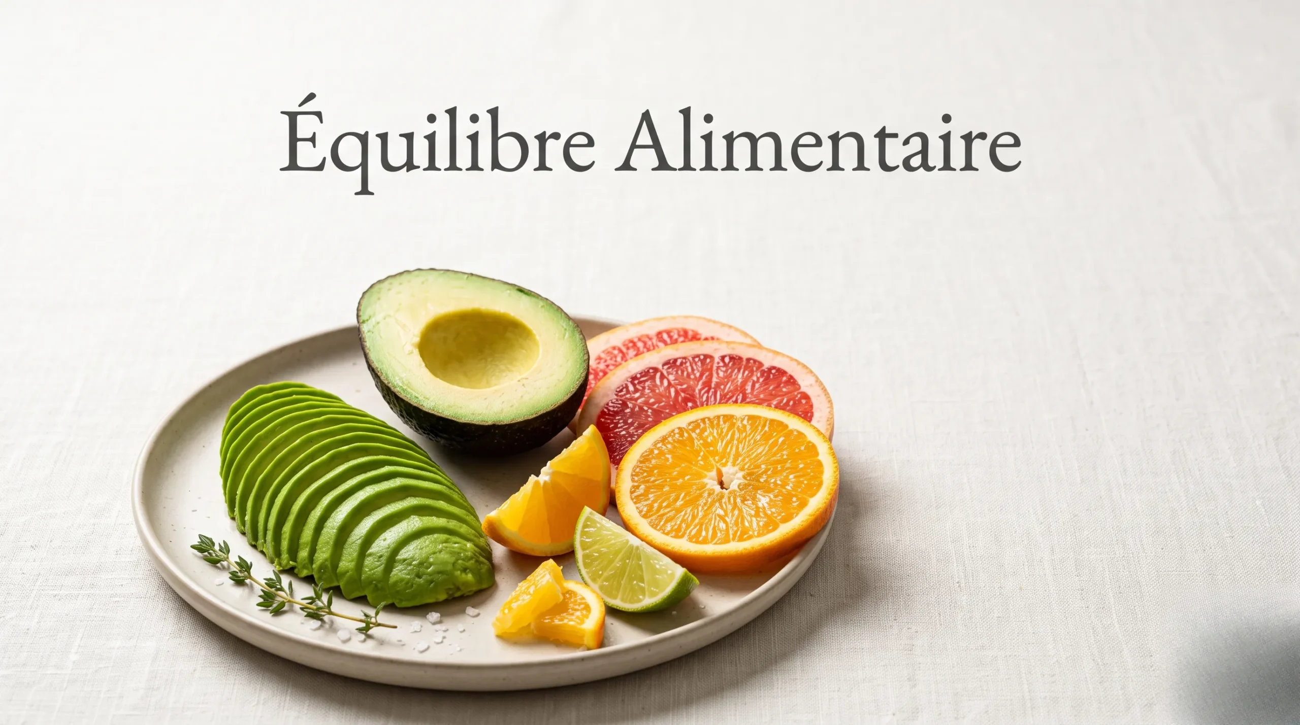 Composition artistique d'aliments sains pour illustrer l'équilibre alimentaire.