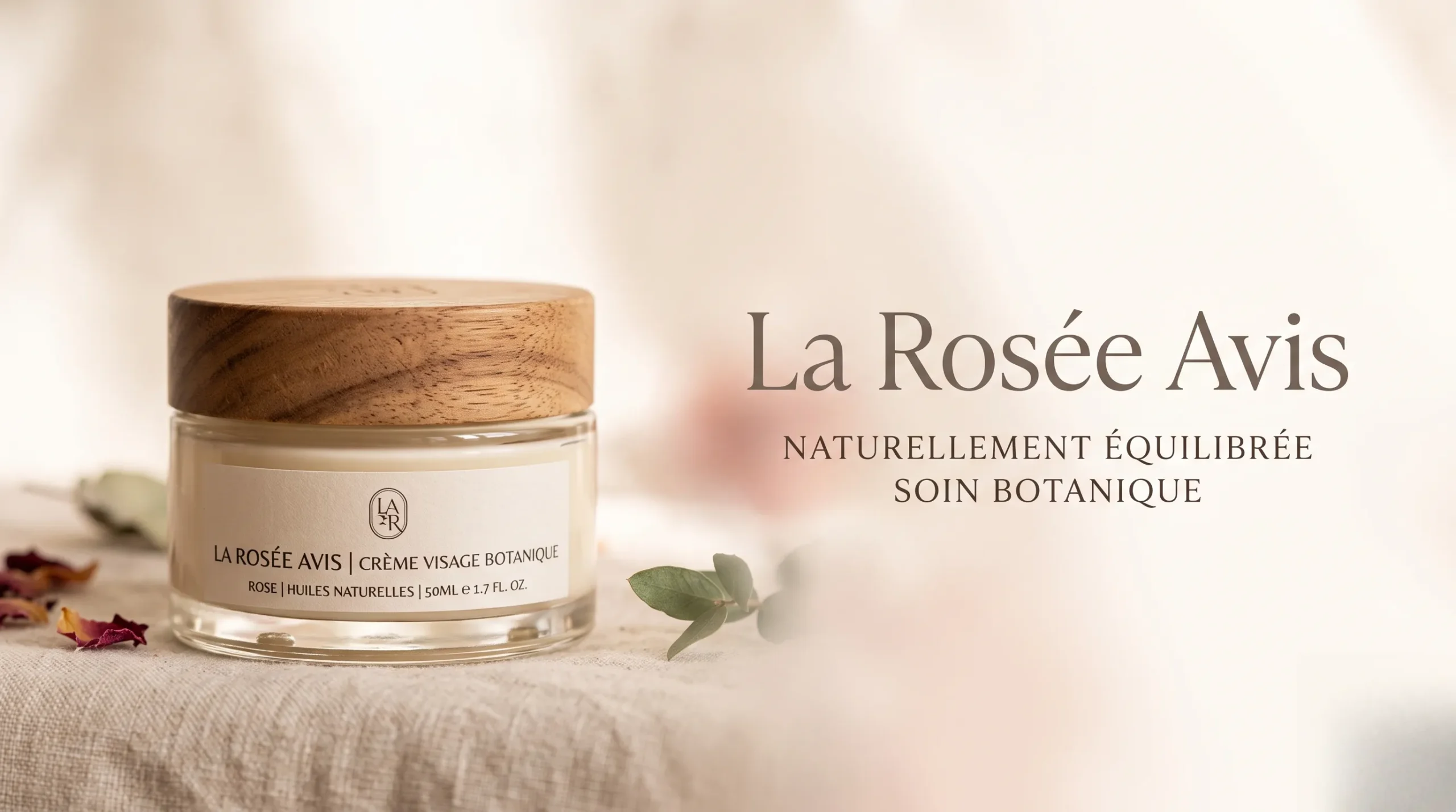 Produit de beauté naturel pour illustrer l'avis dermatologue sur La Rosée.