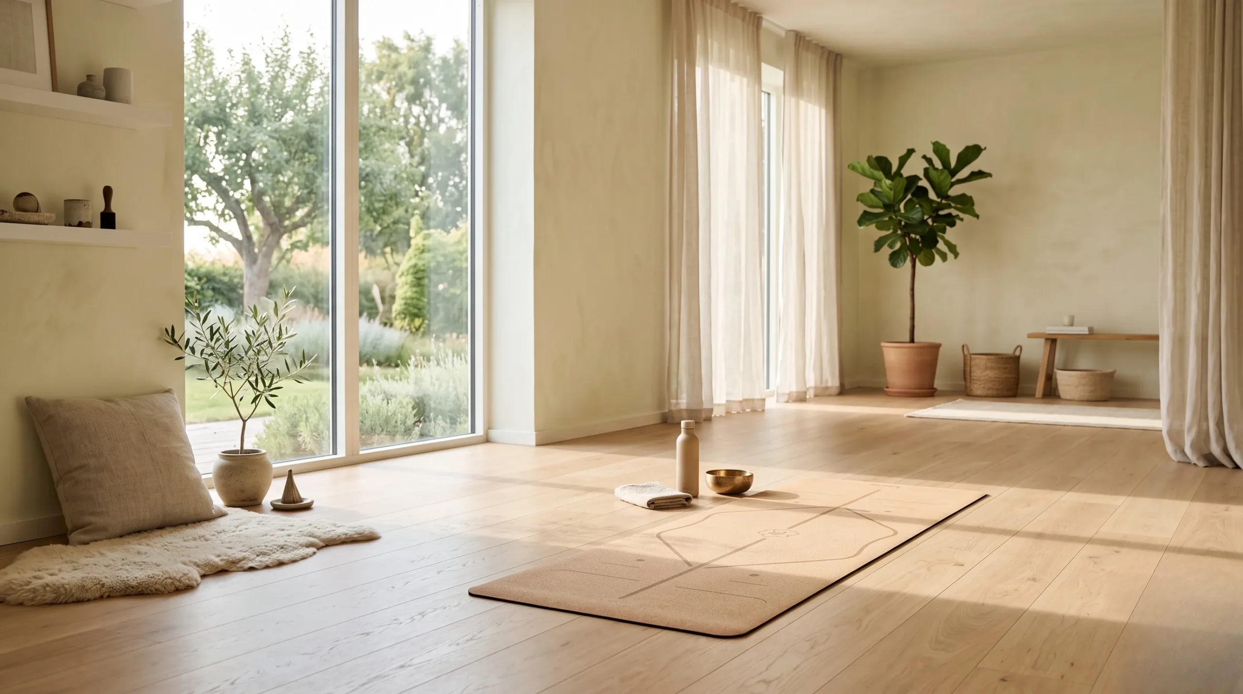 Espace de yoga minimaliste pour un programme de bien-être. Perdre des cuisses en 1 semaine