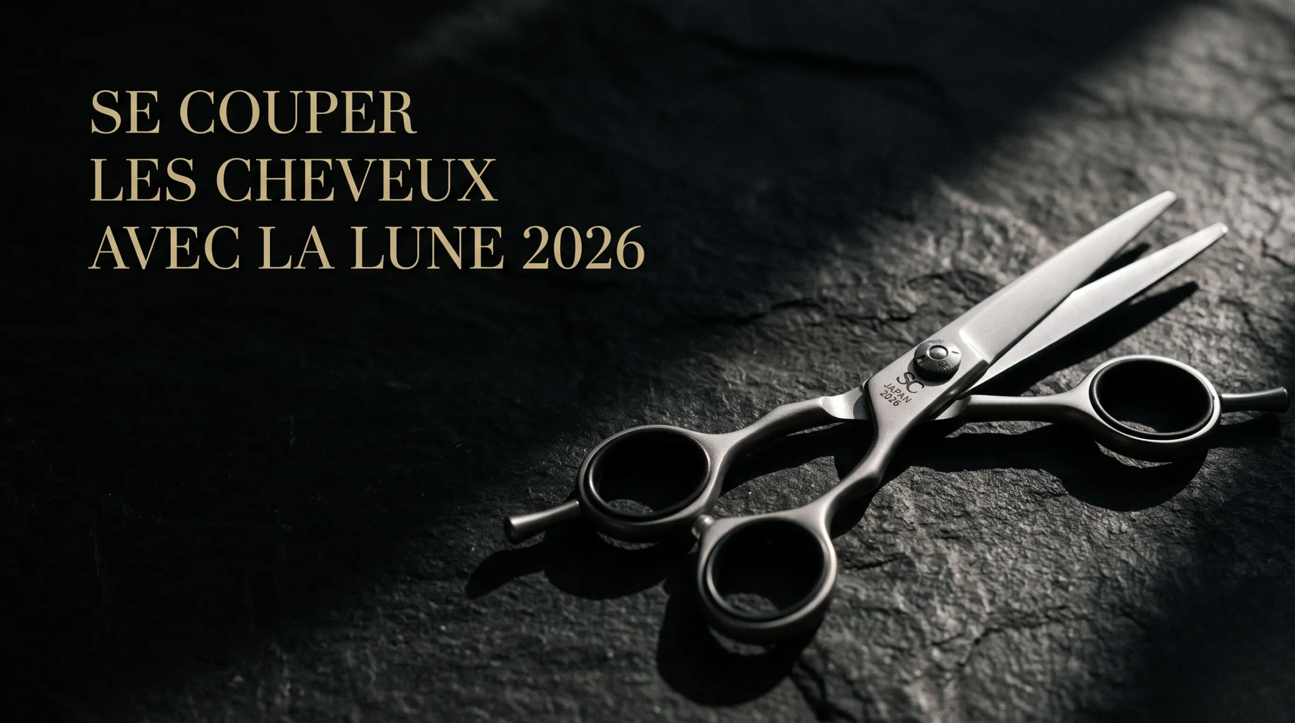 Ciseaux de coiffure sur fond minimaliste avec texte de titre.